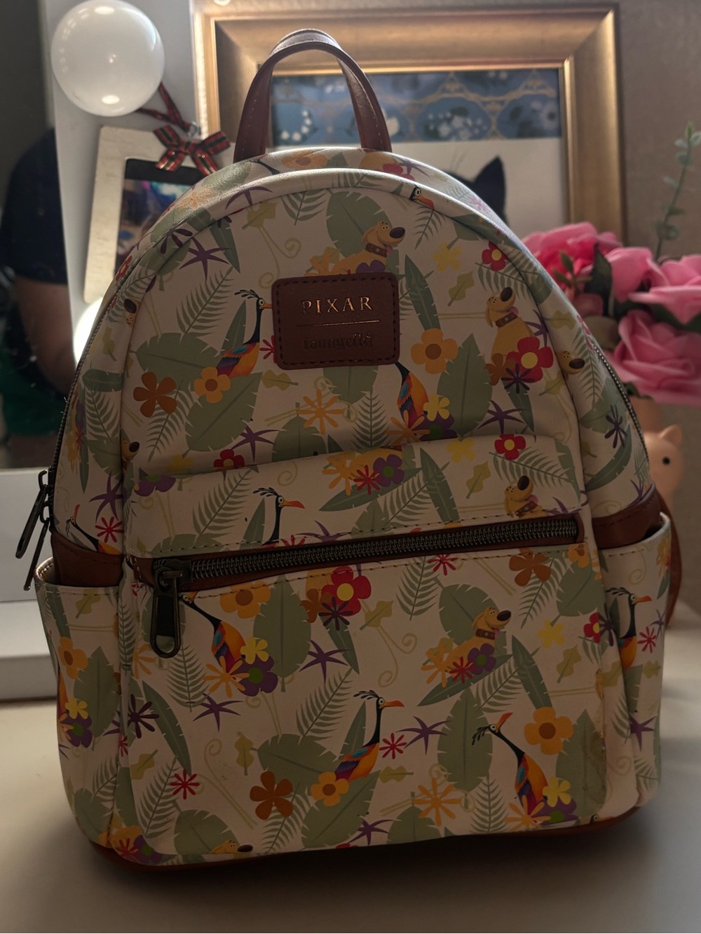Loungefly Cream Tropical Floral Pixar Mini Backpack